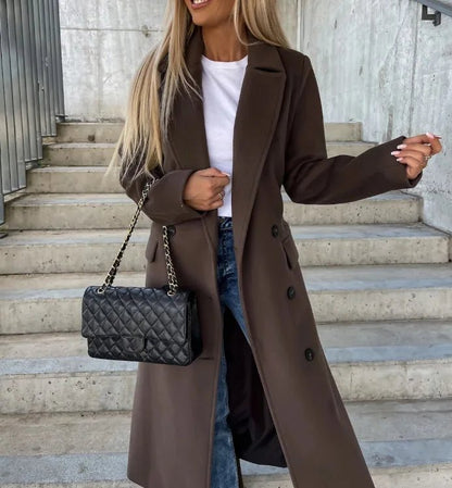 Double Breasted Winter Coat With Waist Belt And Classic Fit - Nalani - UK Fashion Clothing and Decor