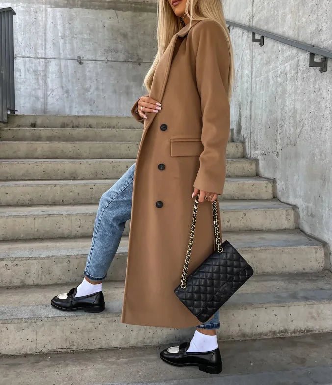 Double Breasted Winter Coat With Waist Belt And Classic Fit - Nalani - UK Fashion Clothing and Decor
