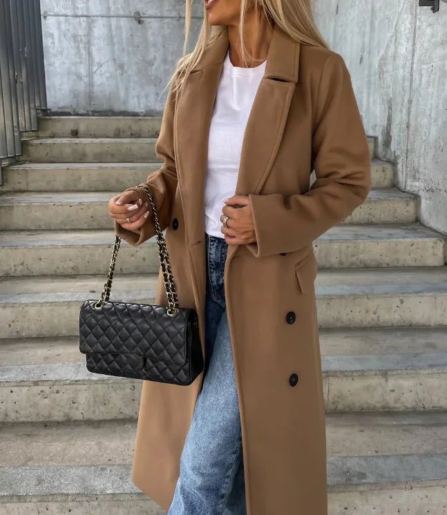 Double Breasted Winter Coat With Waist Belt And Classic Fit - Nalani - UK Fashion Clothing and Decor