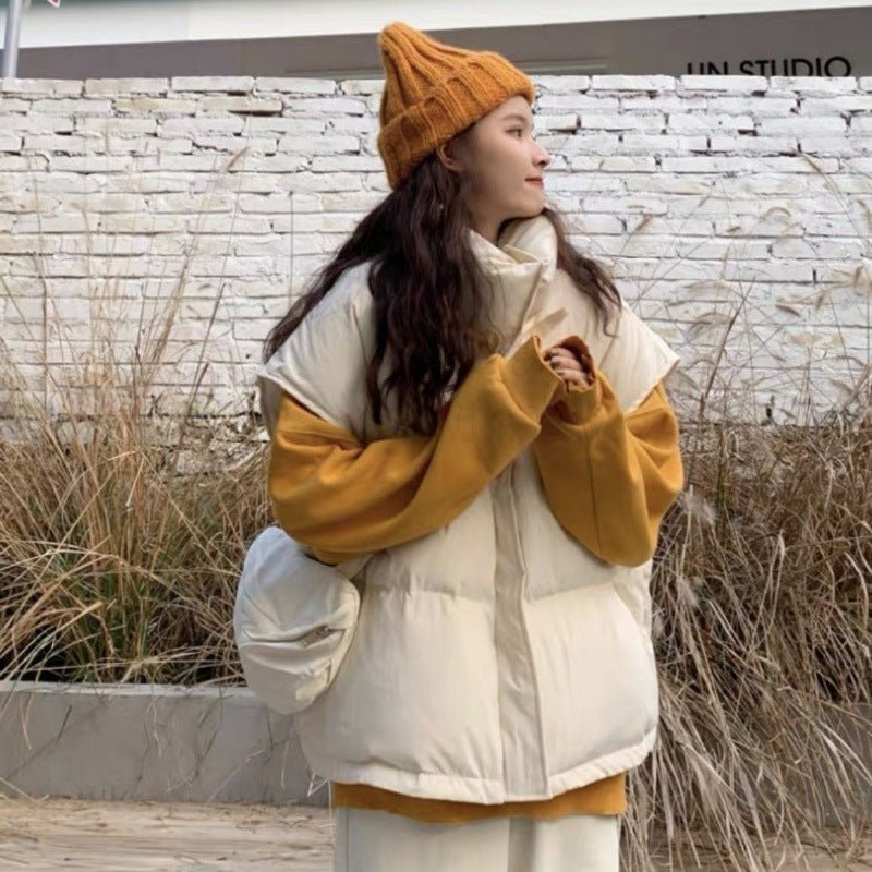 Down Cotton Womens Vest With Stand Collar For Cold Weather - Nalani - UK Fashion Clothing and Decor