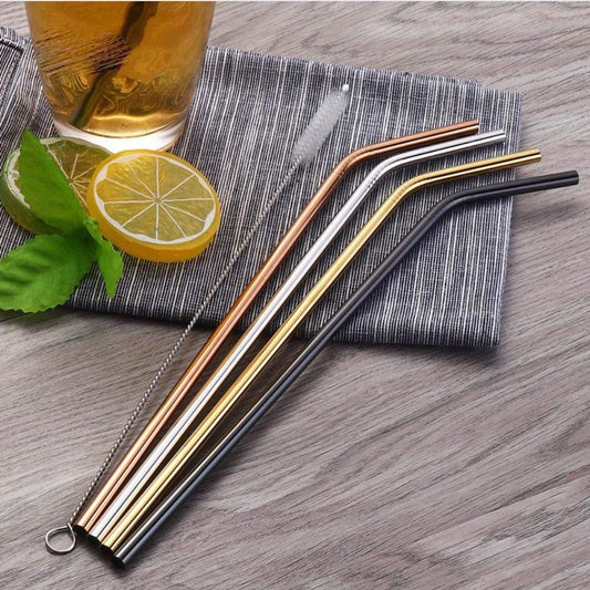 Eco Friendly Matte Metal Straws Set Reusable Kitchen - Nalani - UK Fashion Clothing and Decor