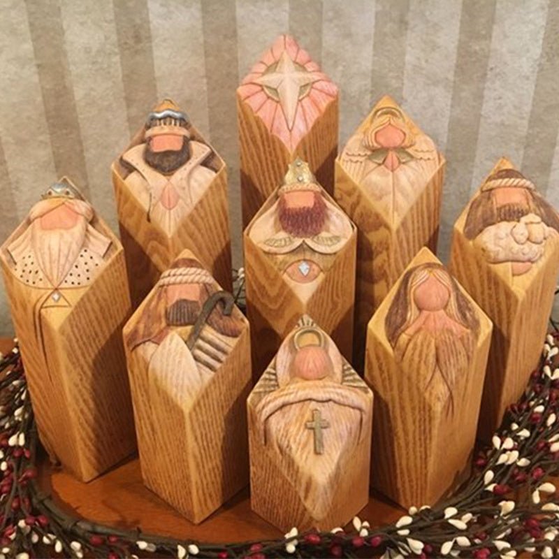 Elegant Christmas Nativity Pillar Figures Set of 9 for Decor - Nalani - UK Fashion Clothing and Decor
