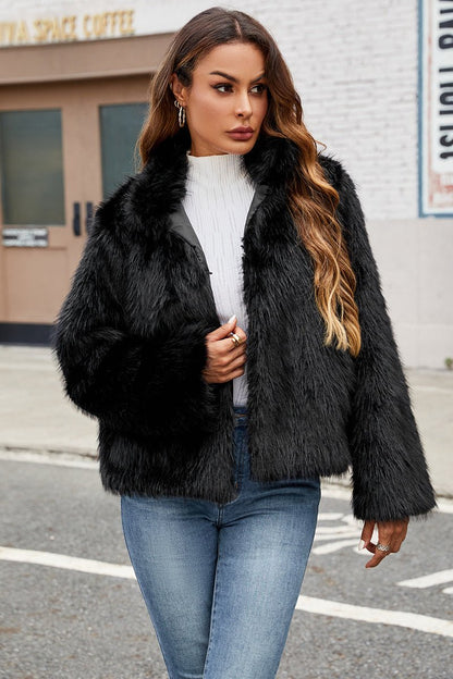 Elegant Faux Fur Trim Winter Coat Warm Stylish For Women - Nalani - UK Fashion Clothing and Decor