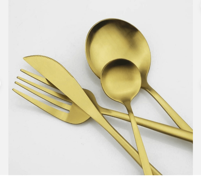 Elegant Golden Minimalist Cutlery Set For Modern Dining - Nalani - UK Fashion Clothing and Decor