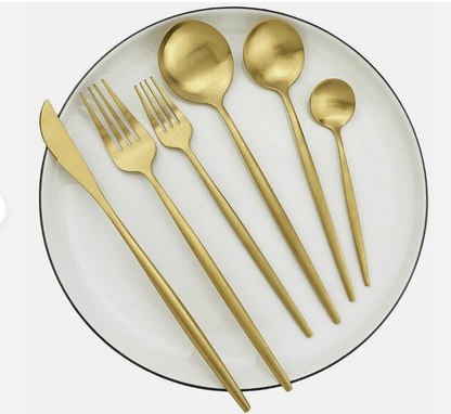 Elegant Golden Minimalist Cutlery Set For Modern Dining - Nalani - UK Fashion Clothing and Decor