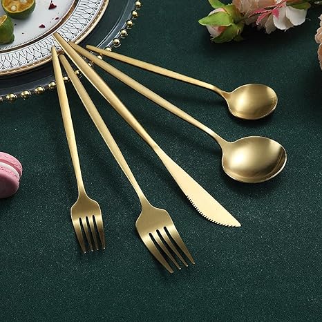 Elegant Golden Minimalist Cutlery Set For Modern Dining - Nalani - UK Fashion Clothing and Decor