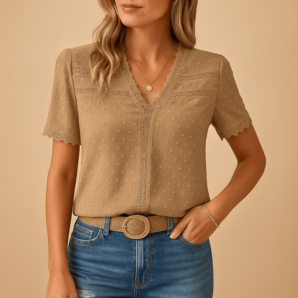 Elegant Lace V - Neck Blouse For Work And Occasions Everyday - Nalani - UK and AUS Fashion Clothing and Decor