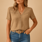 Elegant Lace V - Neck Blouse For Work And Occasions Everyday - Nalani - UK and AUS Fashion Clothing and Decor
