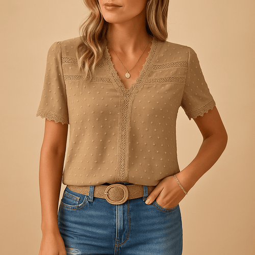 Elegant Lace V - Neck Blouse For Work And Occasions Everyday - Nalani - UK and AUS Fashion Clothing and Decor