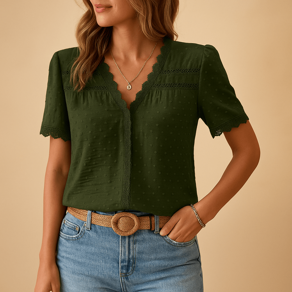 Elegant Lace V - Neck Blouse For Work And Occasions Everyday - Nalani - UK and AUS Fashion Clothing and Decor