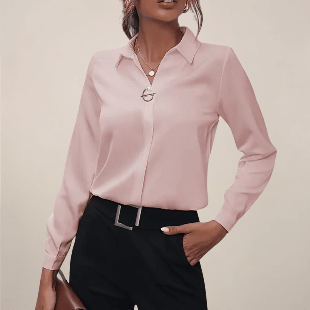 Elegant Long Sleeve Collar Blouse for Office and Evening Wear - Nalani - UK and AUS Fashion Clothing and Decor