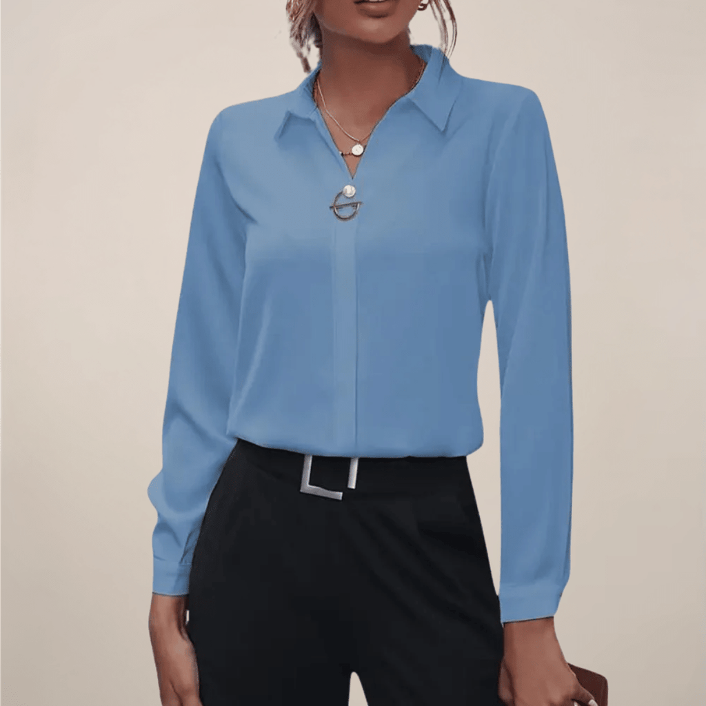 Elegant Long Sleeve Collar Blouse for Office and Evening Wear - Nalani - UK and AUS Fashion Clothing and Decor
