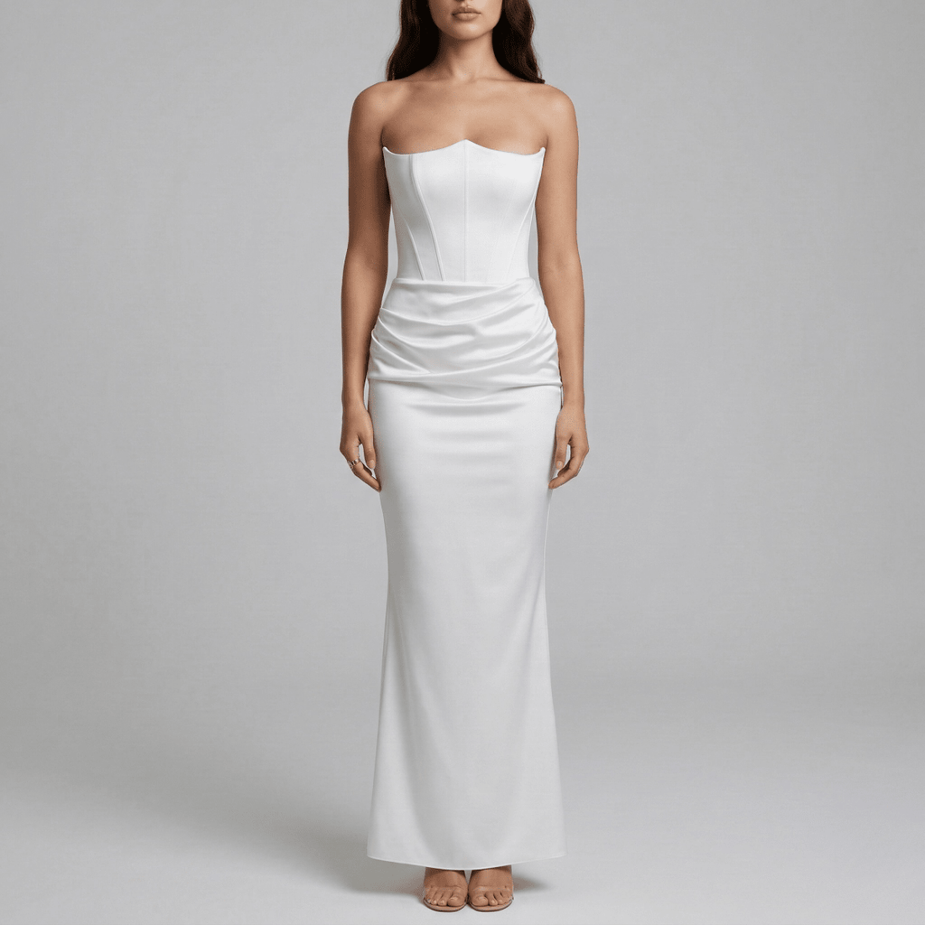Elegant long strapless women's dress, tight evening gown, mermaid style - Nalani - UK and AUS Fashion Clothing and Decor