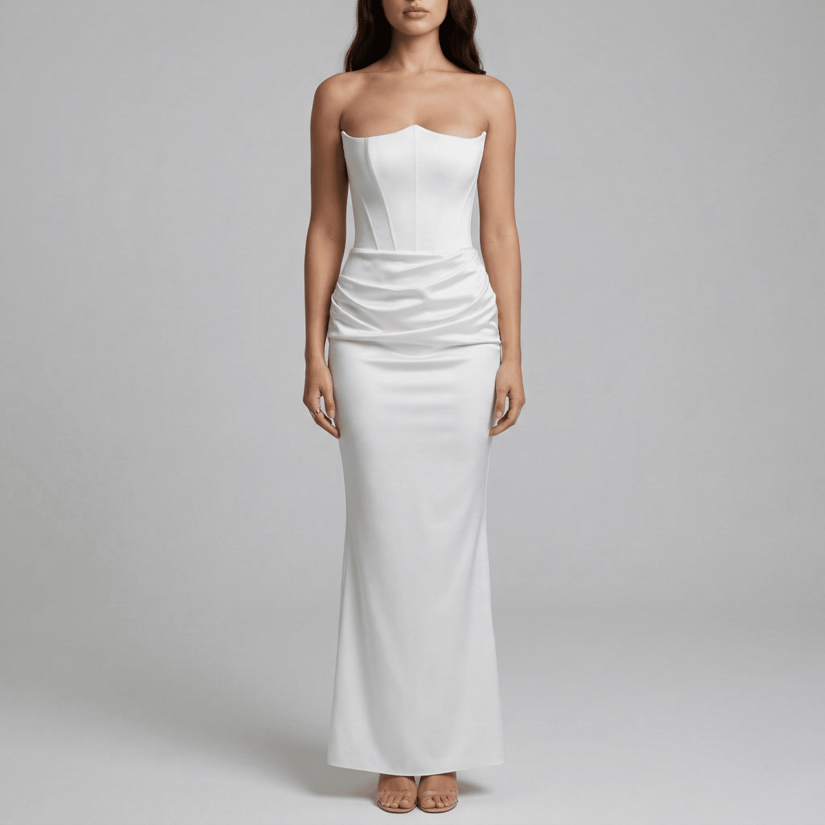 Elegant long strapless women's dress, tight evening gown, mermaid style - Nalani - UK and AUS Fashion Clothing and Decor