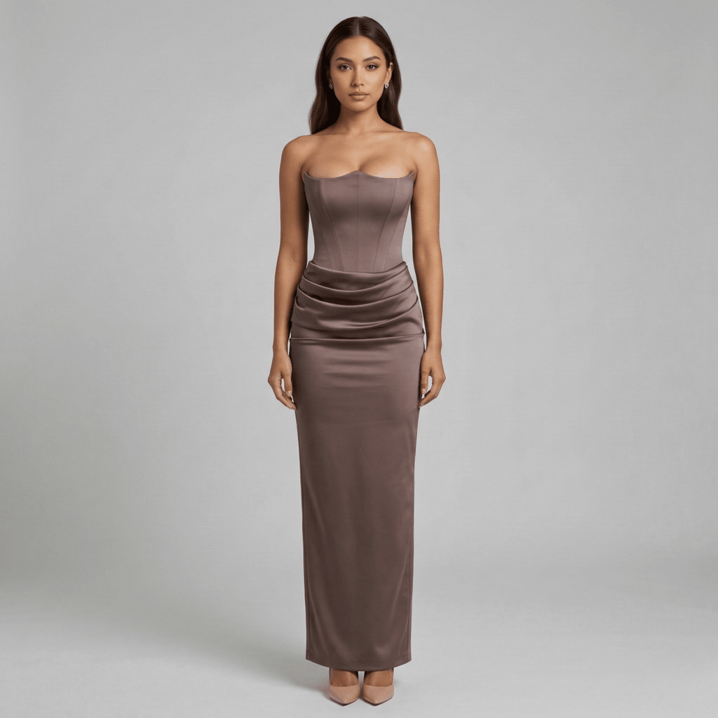 Elegant long strapless women's dress, tight evening gown, mermaid style - Nalani - UK and AUS Fashion Clothing and Decor