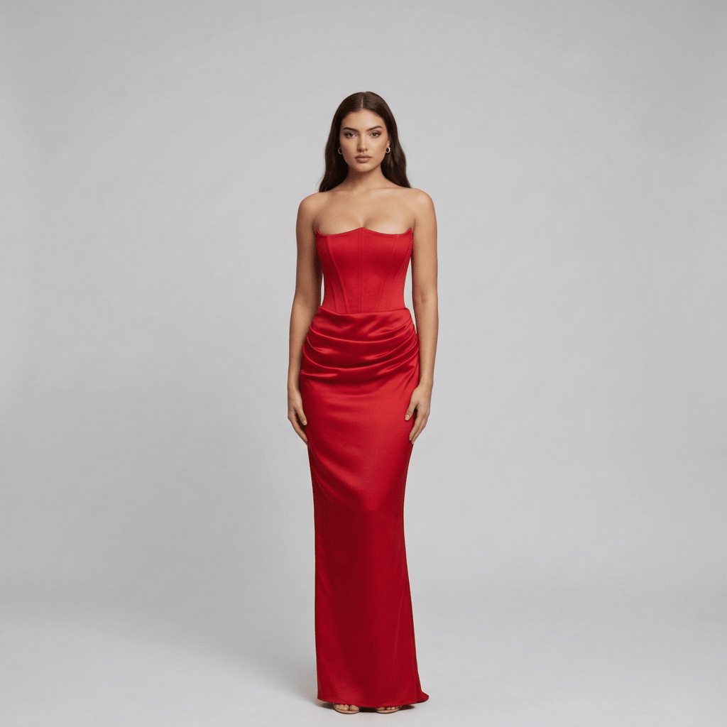 Elegant long strapless women's dress, tight evening gown, mermaid style - Nalani - UK and AUS Fashion Clothing and Decor