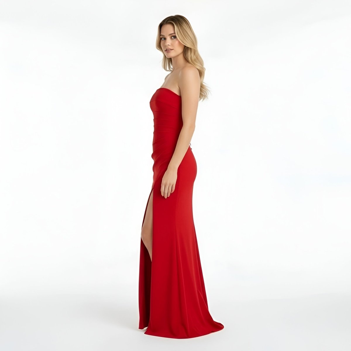 Elegant long women's fitted dress evening strapless high slit gown - Nalani - UK and AUS Fashion Clothing and Decor