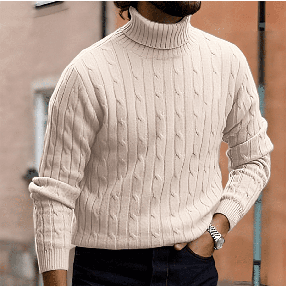 Elegant Mens Turtleneck Sweater In Soft Knit Fabric In Various Colors - Nalani - UK Fashion Clothing and Decor