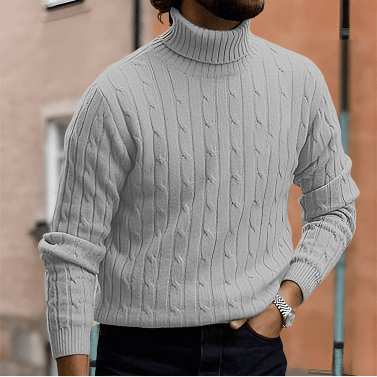 Elegant Mens Turtleneck Sweater In Soft Knit Fabric In Various Colors - Nalani - UK Fashion Clothing and Decor