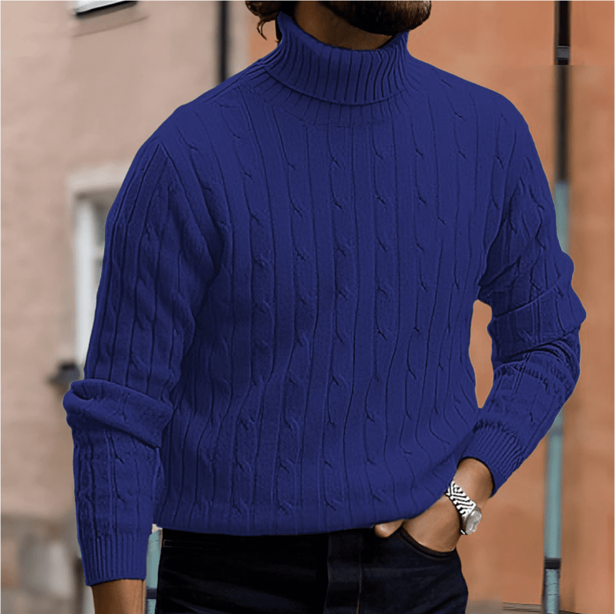 Elegant Mens Turtleneck Sweater In Soft Knit Fabric In Various Colors - Nalani - UK Fashion Clothing and Decor
