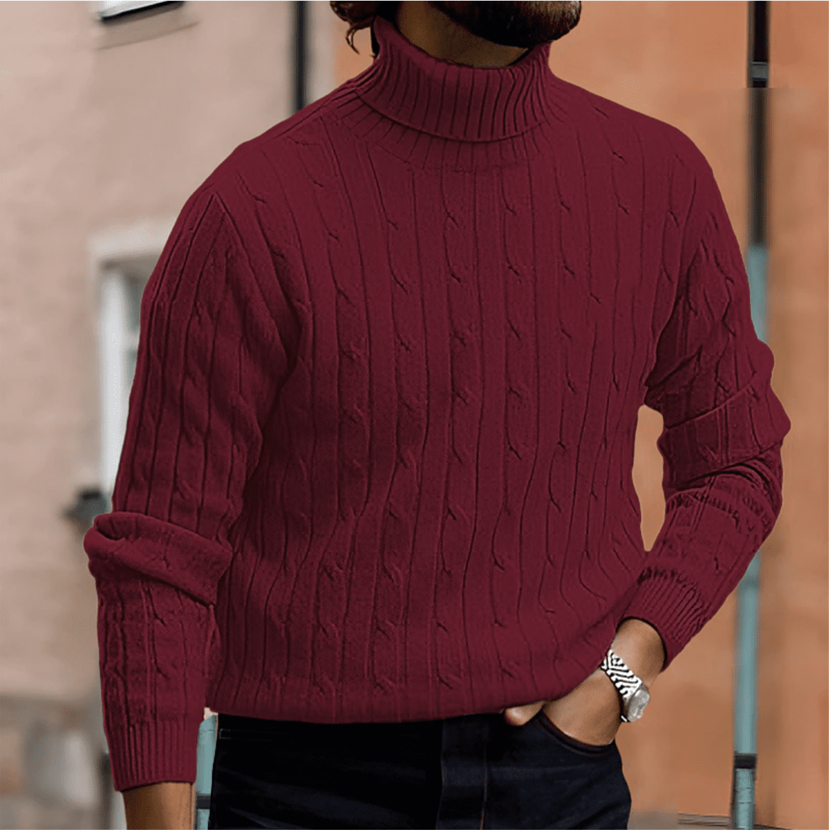 Elegant Mens Turtleneck Sweater In Soft Knit Fabric In Various Colors - Nalani - UK Fashion Clothing and Decor