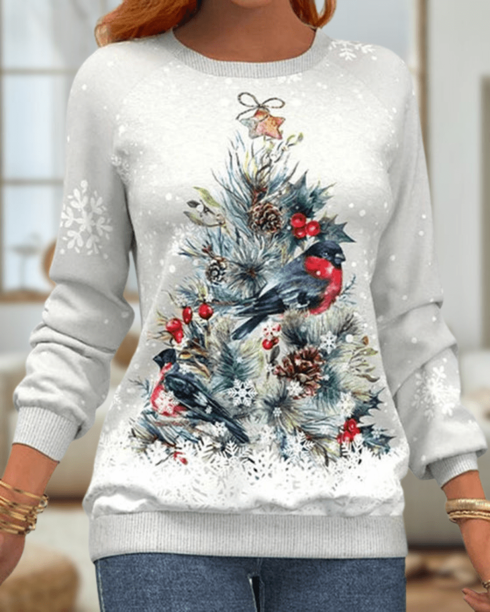 Elegant Warm Winter Christmas Hoodie Sweater With Festive Motifs - Nalani - UK Fashion Clothing and Decor