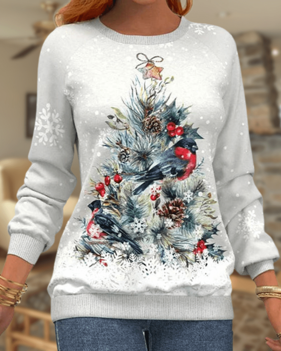 Elegant Warm Winter Christmas Hoodie Sweater With Festive Motifs - Nalani - UK Fashion Clothing and Decor