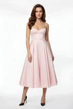 Elegant Women's Midi Dress with Corset Bodice and Thin Straps Ceremony Dress - Nalani - UK and AUS Fashion Clothing and Decor