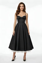 Elegant Women's Midi Dress with Corset Bodice and Thin Straps Ceremony Dress - Nalani - UK and AUS Fashion Clothing and Decor
