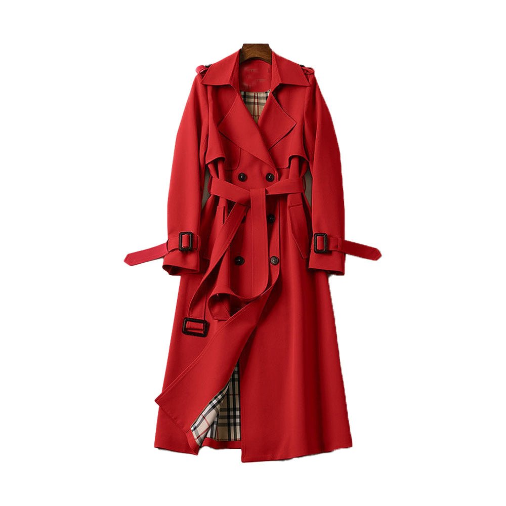 Elegant Womens Trench Coat With Double Button Front Placket - Nalani - UK Fashion Clothing and Decor