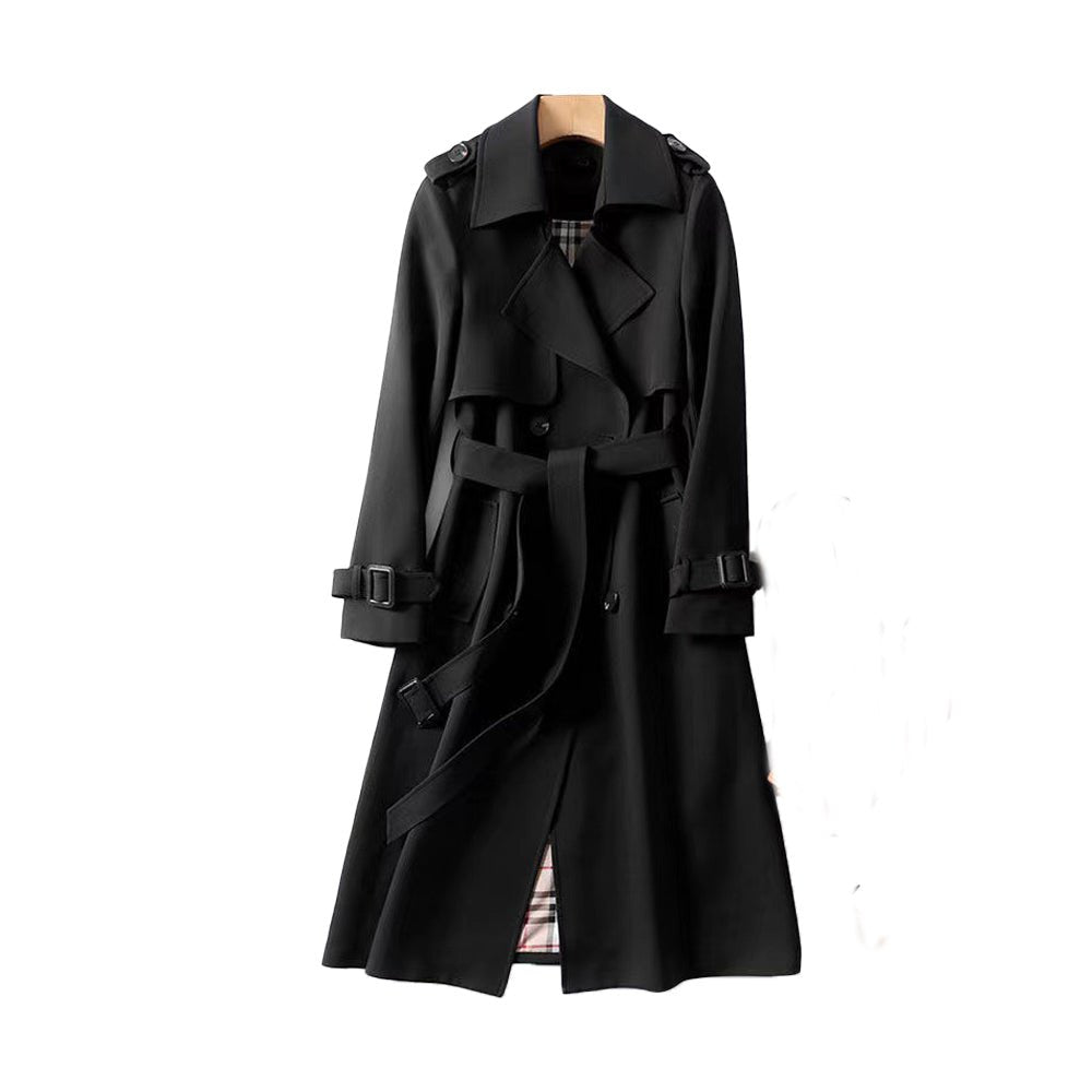 Elegant Womens Trench Coat With Double Button Front Placket - Nalani - UK Fashion Clothing and Decor