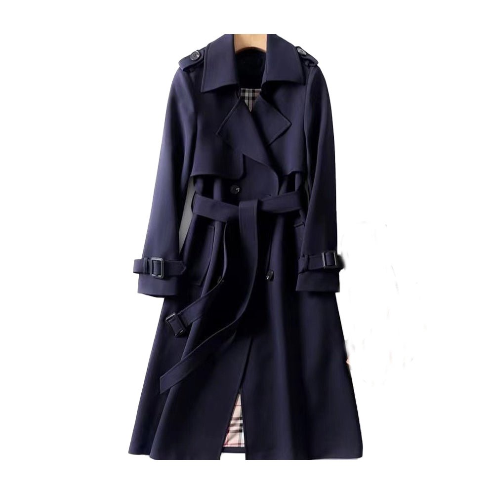 Elegant Womens Trench Coat With Double Button Front Placket - Nalani - UK Fashion Clothing and Decor