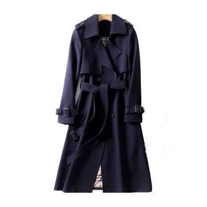 Elegant Womens Trench Coat With Double Button Front Placket - Nalani - UK Fashion Clothing and Decor