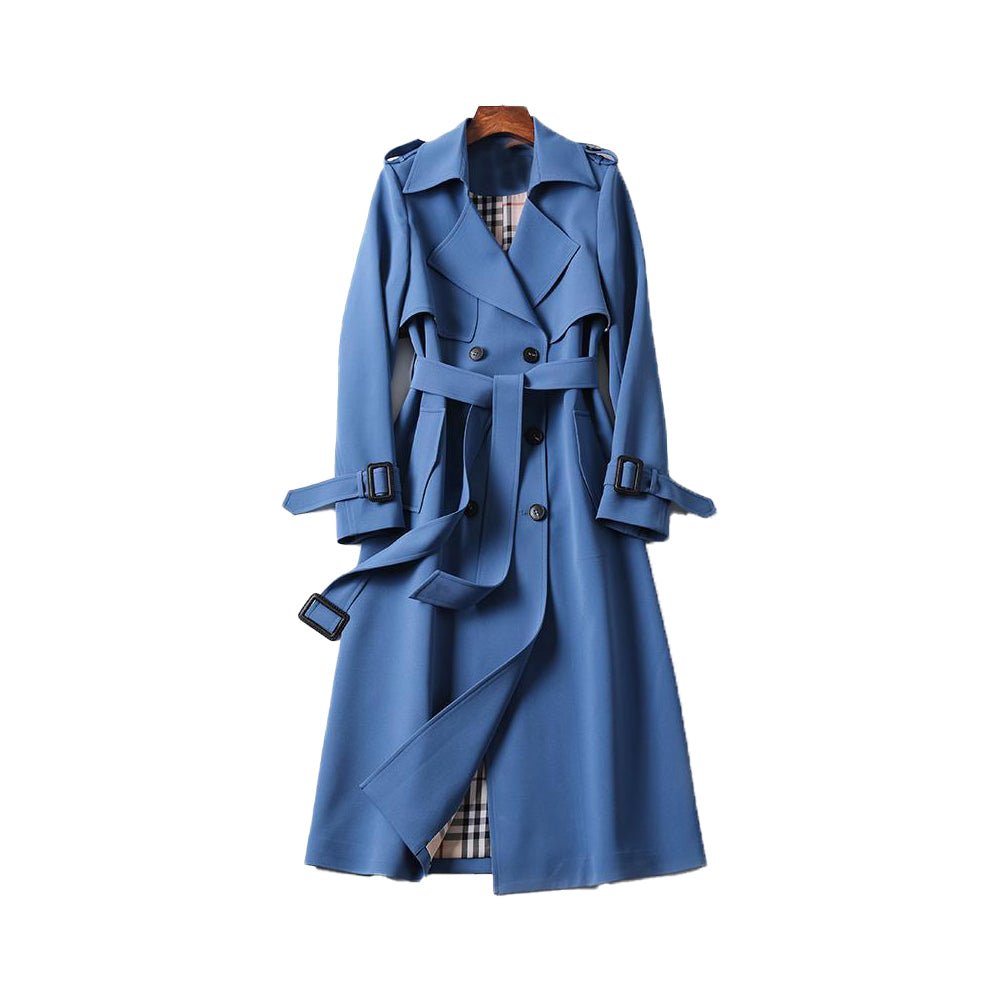 Elegant Womens Trench Coat With Double Button Front Placket - Nalani - UK Fashion Clothing and Decor