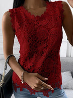 Elise | Women's Sleeveless Round Neck Lace Top | Summer - Nalani - Fashion Clothing and Decor