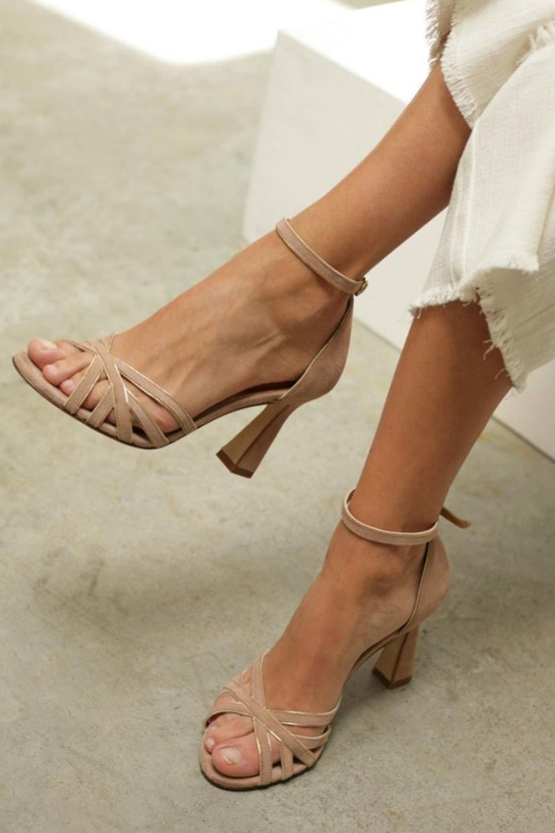 Elviera | Patchwork Peep Toe Heels Comfortable Low Heel Day To Night - Nalani - Fashion Clothing and Decor
