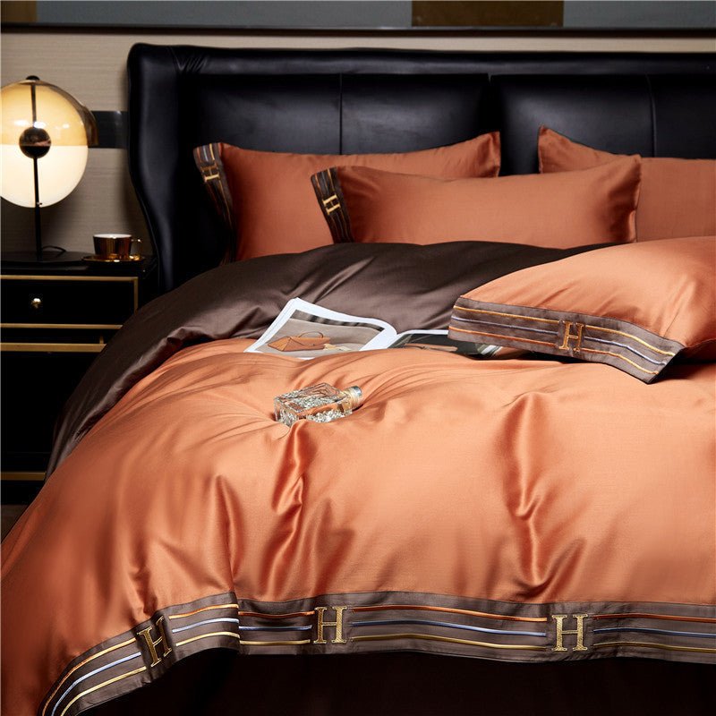 Embroidered Satin Cotton Bedding Set 4 Piece Comfortable Bed sheets - Nalani - UK Fashion Clothing and Decor