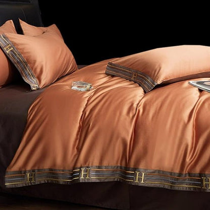 Embroidered Satin Cotton Bedding Set 4 Piece Comfortable Bed sheets - Nalani - UK Fashion Clothing and Decor