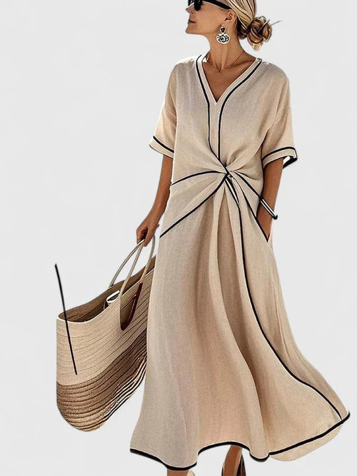 Erykahhh Elegant Lightweight Summer Dress With Comfort Soft Breathable Fit And Elongating Vertical Stripes - Nalani - Fashion Clothing and Decor