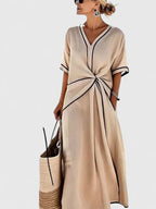 Erykahhh Elegant Lightweight Summer Dress With Comfort Soft Breathable Fit And Elongating Vertical Stripes - Nalani - Fashion Clothing and Decor