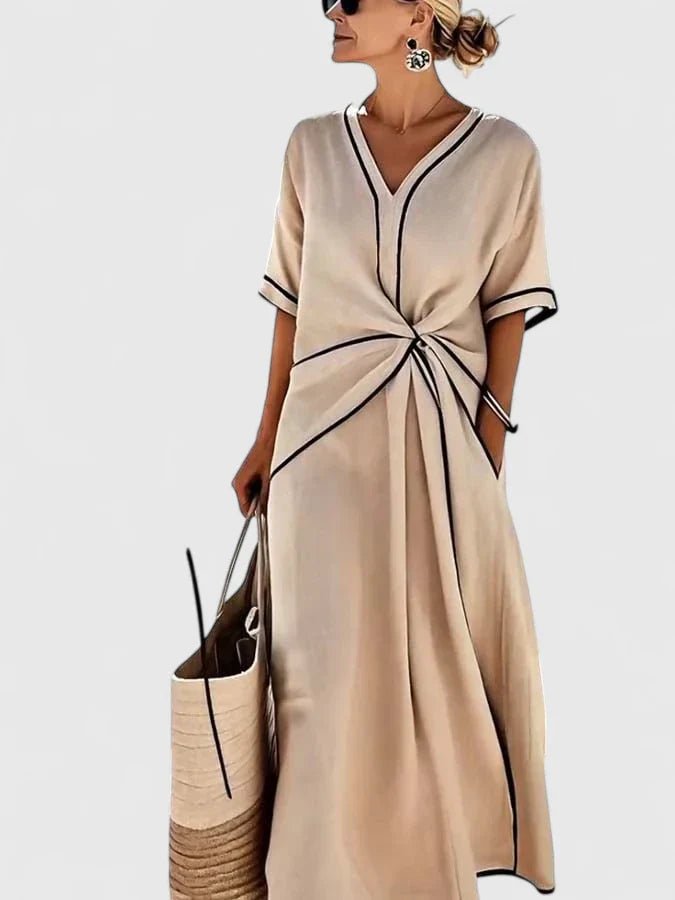 Erykahhh Elegant Lightweight Summer Dress With Comfort Soft Breathable Fit And Elongating Vertical Stripes - Nalani - Fashion Clothing and Decor