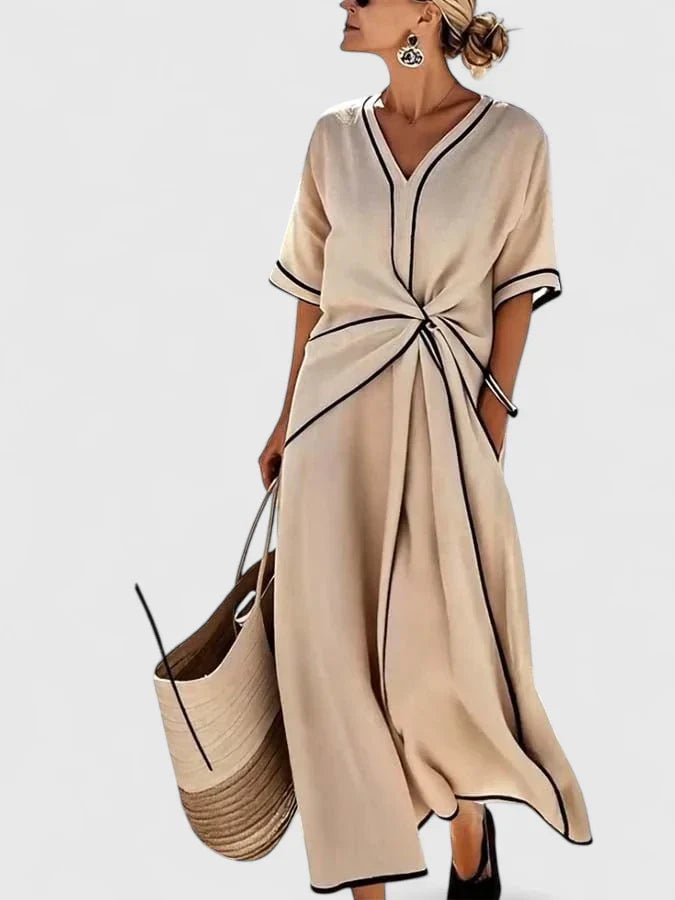 Erykahhh Elegant Lightweight Summer Dress With Comfort Soft Breathable Fit And Elongating Vertical Stripes - Nalani - Fashion Clothing and Decor