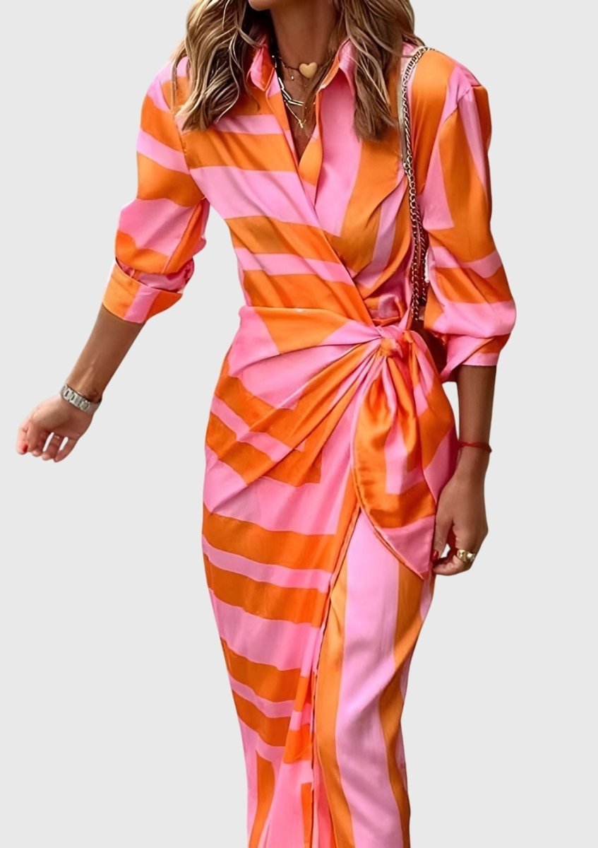 Everly | Elegant Wrap Dress With Print Flattering Fit For Any Occasion - Nalani - Fashion Clothing and Decor