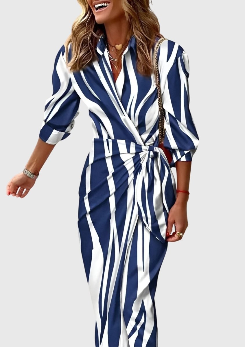 Everly | Elegant Wrap Dress With Print Flattering Fit For Any Occasion - Nalani - Fashion Clothing and Decor