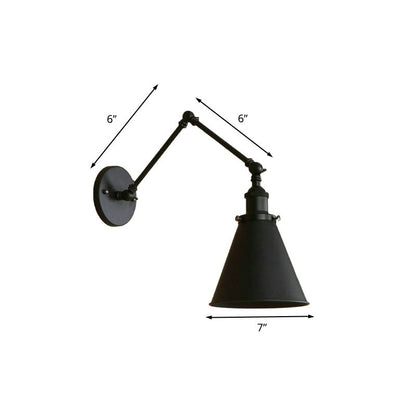 Farmhouse Cone Wall Sconce Iron Lighting Black Rust Bedroom - Nalani - UK Fashion Clothing and Decor