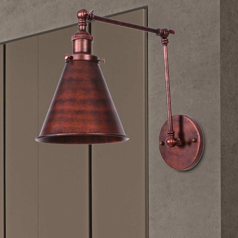 Farmhouse Cone Wall Sconce Iron Lighting Black Rust Bedroom - Nalani - UK Fashion Clothing and Decor