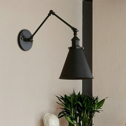 Farmhouse Cone Wall Sconce Iron Lighting Black Rust Bedroom - Nalani - UK Fashion Clothing and Decor