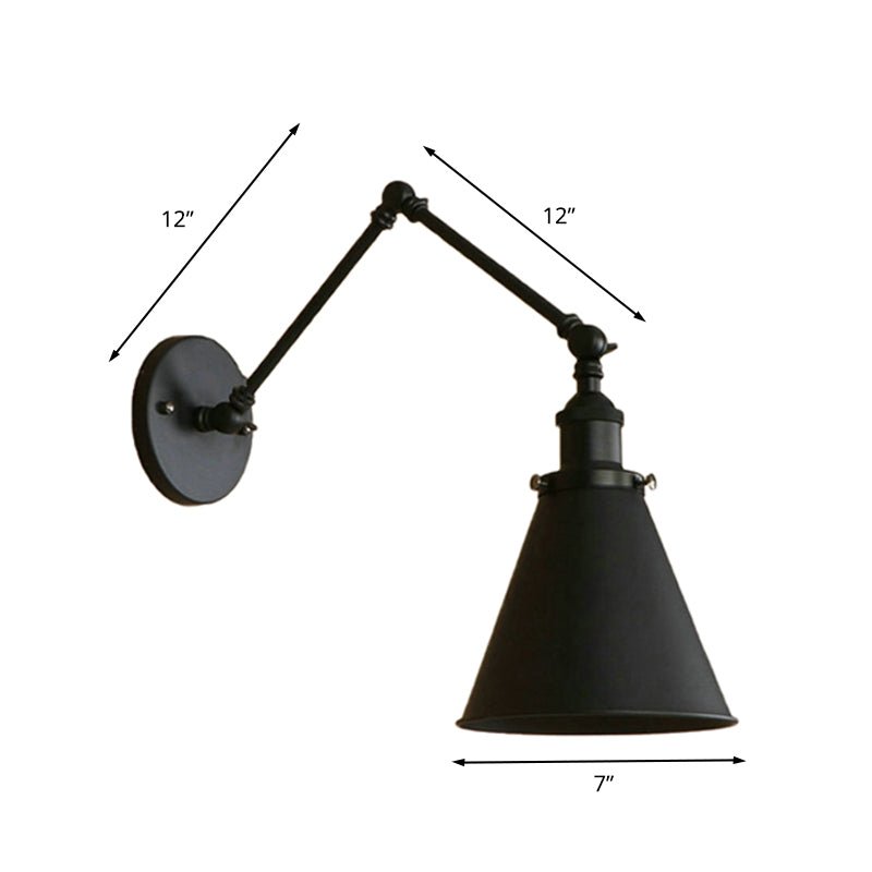 Farmhouse Cone Wall Sconce Iron Lighting Black Rust Bedroom - Nalani - UK Fashion Clothing and Decor