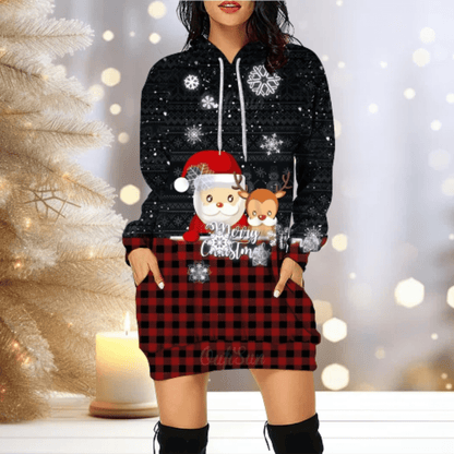 Festive Christmas Hoodie Sweater Cozy Fleece With Fun Print - Nalani - UK Fashion Clothing and Decor
