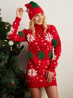 Festive Pullover Dress With Christmas Motif For Holiday Season - Nalani - UK Fashion Clothing and Decor